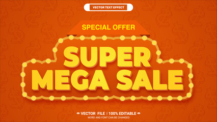 Aufkleber - Special offer super mega sale editable 3d vector text style effect for advertising template