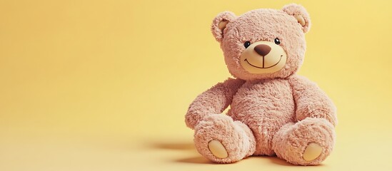 a playful teddy bear emoji sitting happily on a pastel yellow background