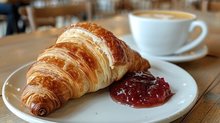 Croissant with honeyberry marmalade and a cappuccino