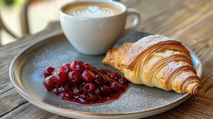 Croissant with honeyberry marmalade and a cappuccino