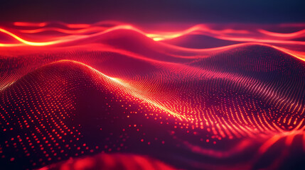 Wall Mural - 3d render, red speed neon light trail on dark background, abstract motion curve light beam of fast m