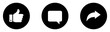 © Munnacreativehub - Like, Share and comment icons buttons set with black color. Like icon button, thumb up, comment, repost and share icon buttons. Social media notification icons. Flat design. Vector illustration.