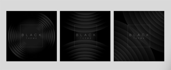 Abstract black shapes geometry lines art template. Wave pattern wallpaper.Minimal dark background texture landing page. Social media black friday sale post. Futuristic tech innovation