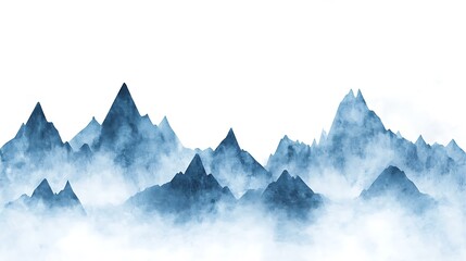 Wall Mural - A Majestic Mountain Landscape Surrounded by Clouds in Elegant Black and White Illustration