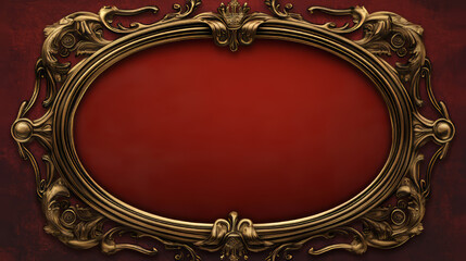 Poster - gold medieval ui button frame for fantasy rpg game. metal title border element. red horizontal royal