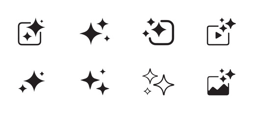 ai generate icon set. sparkle icon set. ai star and square, artificial intelligence. vector illustra