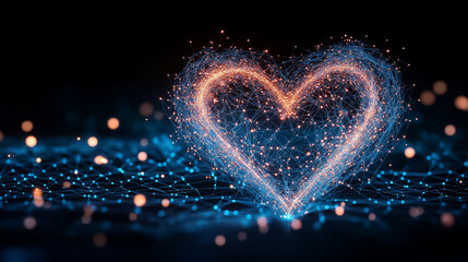 Poster - a vibrant love map created with star connections radiates colors against a dark cosmic background, s