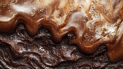 Poster - Swirls of melted liquid create a captivating blend of rich browns and golds, showcasing intricate textures and an organic flow reminiscent of nature's artistry, evoking warmth and creativity