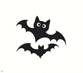 Poster - Simple yet effective bat silhouette design features a spooky black outline on a white background, perfect for Halloween illustrations._00001_
