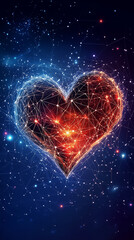 Poster - Stunning star connections create a heart shape against a cosmic backdrop, symbolizing love and unity in the universe