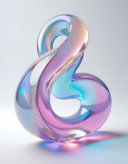 Poster - Iridescent glass design with abstract minimalist shape rendered in three dimensions for a visually striking effect._00001_
