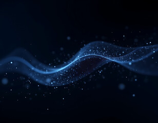Fototapete - Futuristic wave of particles depicted on a dark background, connected by lines and dots in an abstract technological illustration._00001_