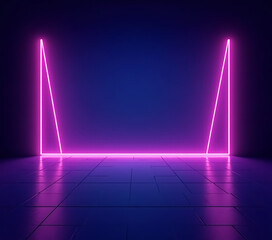 Poster - Empty space scene with a neon light background, virtual reality and cyber futuristic elements, used as a mockup studio setup._00001_