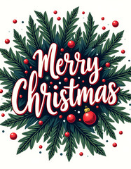 Poster - Beautiful hand lettered Merry Christmas design in a vector format for use as an isolated graphic or template._00001_