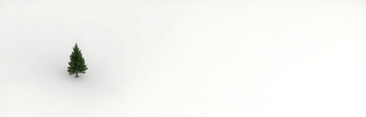 Aufkleber - A solitary Christmas tree stands alone on a pure white background, surrounded by nothing but empty space._00001_