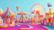 © Thiago - Colorful carnival fun - bright rides and games. generative ai. Carnival. Illustration