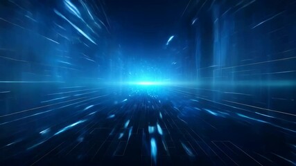 Poster - Abstract digital data tunnel. Future and futuristic technology background. Dynamic light streaks. Cybersecurity visualization