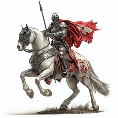 Fantasy adventure heroic knight on noble steed enchanted forest digital art