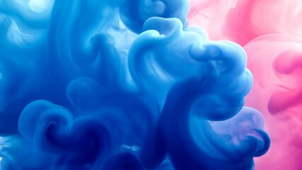 Poster - Swirling colors in vibrant dance showcasing the beauty of blue and pink hues in an abstract setting. Generative AI