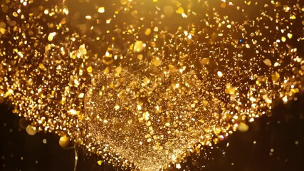 Poster - Sparkling heart shape creates a mesmerizing display of golden lights and reflections in a mystical atmosphere. Generative AI