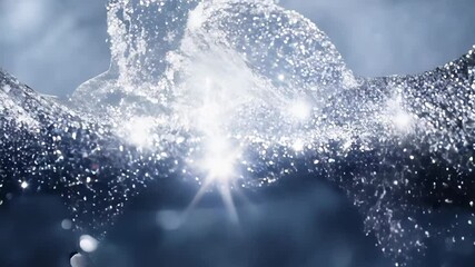 Poster - Discover the shimmering beauty of sparkling particles dancing in low light across a dark background. Generative AI