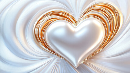 Aufkleber - Luminous heart shape surrounded by soft flowing curves, creating a feeling of elegance and warmth in a serene ambiance