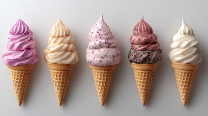 Wall Mural - Creamy ice cream in a waffle cone, close-up showcasing indulgence