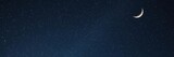Starry night sky with twinkling stars and a crescent moon, moon
