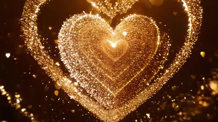Poster - Sparkling golden hearts radiate love and joy in a mesmerizing display of light and creativity. Generative AI