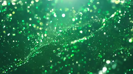 Poster - Sparkling green lights dance in a mesmerizing display of color and reflection during a magical event at twilight. Generative AI