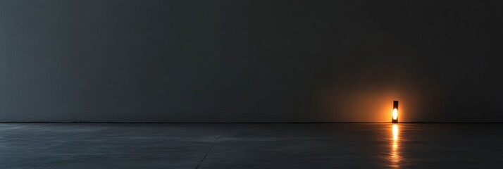 Aufkleber - A small light source illuminates a dark, vacant room, creating an atmosphere of abandonment and offering blank space for reflection and text. Generative AI