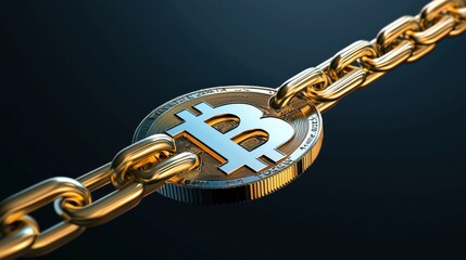 Poster - Exploring blockchain technology bitcoin symbolism digital currency virtual environment close-up view financial concept