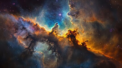 Wall Mural - Incredibly beautiful galaxy in outer space. Nebula night starry sky in rainbow colors. Multicolor outer space