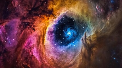 Wall Mural - Incredibly beautiful galaxy in outer space. Nebula night starry sky in rainbow colors. Multicolor outer space