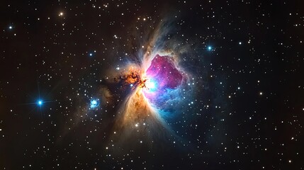 Wall Mural - Incredibly beautiful galaxy in outer space. Nebula night starry sky in rainbow colors. Multicolor outer space