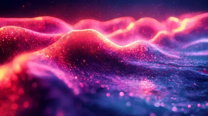 Poster - An abstract depiction of a glowing digital energy field in orange and blue, featuring bright particles and flowing lines of light