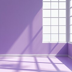 Aufkleber - Interior wall background, studio and backdrops show products. With a window shadow in white and purple. background for inserting text and product presentation. 