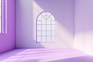 Aufkleber - Interior wall background, studio and backdrops show products. With a window shadow in white and purple. background for inserting text and product presentation. 