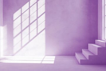 Aufkleber - Interior wall background, studio and backdrops show products. With a window shadow in white and purple. background for inserting text and product presentation. 