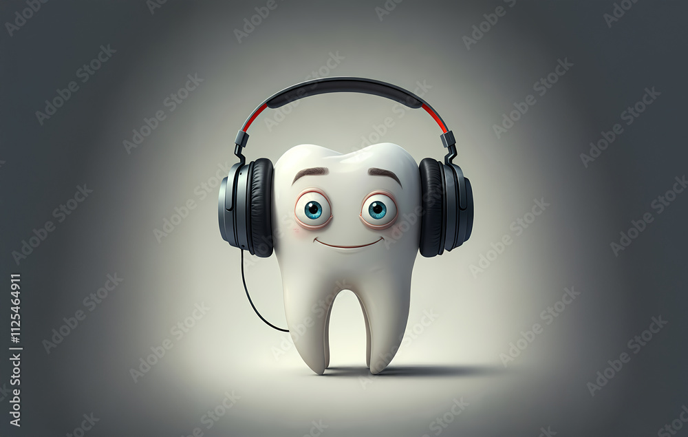 Tooth Music Tooth Wearing a Headphones listening to Music, Dental Dentist Image ...