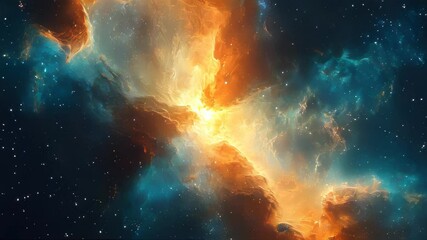 Wall Mural - a stunning spiral galaxy with bright, glowing arms radiating golden light and distant stars scattere