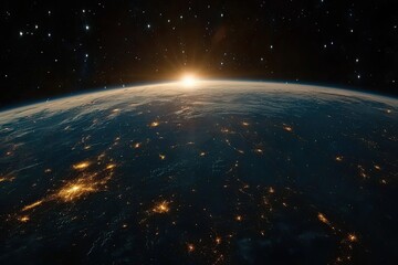 Wall Mural - Panoramic view of a space photograph of the Milky Way galaxy with stars against the night sky. 