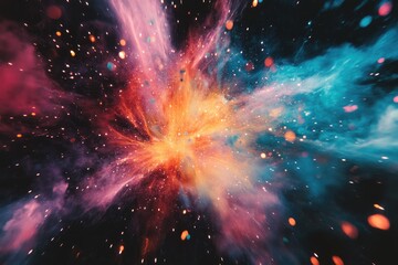 abstract cosmic explosion: vibrant nebula with glittering stardust