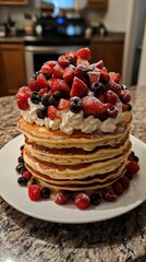 Wall Mural - A Stacked Pancake Dessert with Berries