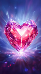 Poster - A vibrant crystal heart emerges, representing emotional release and beauty in transformation through light and color