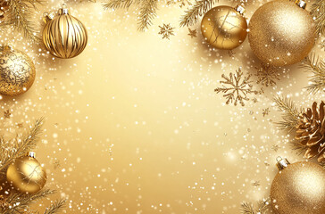 Aufkleber - Golden Christmas decoration with ornaments and snowflakes creating a festive atmosphere during the holiday season