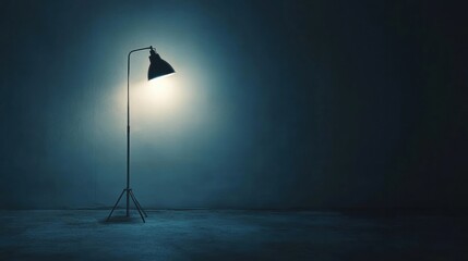 Leinwandbilder - A small light source brightens a dark, vacant room, evoking feelings of solitude and abandonment while offering ample blank space for text. Generative AI