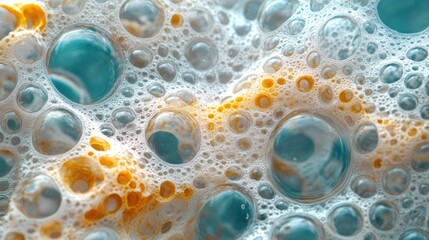 Poster - A close-up shot of a mixture of water and bubbles, ideal for use in advertisements or educational materials