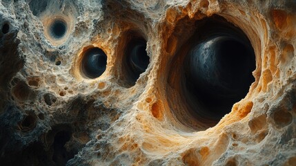 Poster - A close-up shot of a rock with holes and textures, suitable for use in design or art projects