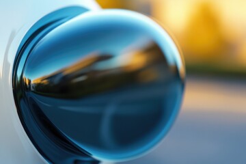 Poster - A close-up view of a shiny blue door handle with a minimalist design